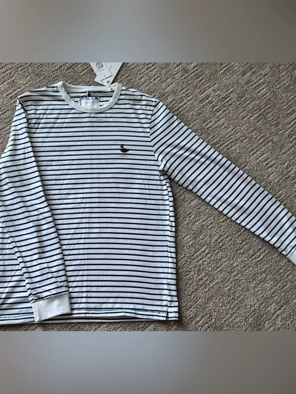 Cactus Man by Ricky Singh striped long sleeve tee L mallard duck coastal Preppy
